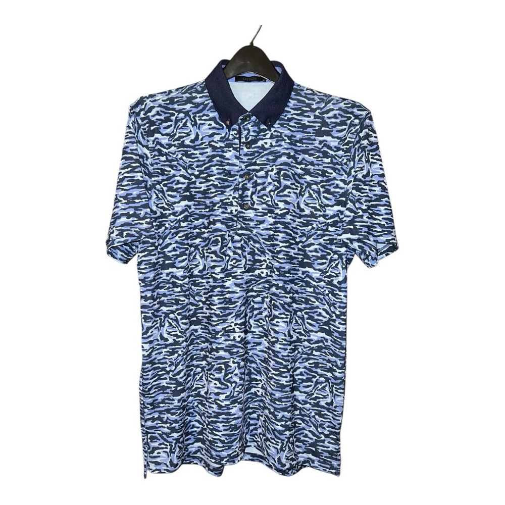 Greyson Stalking Wolf Camo Polo Button-Down Shirt Size Medium